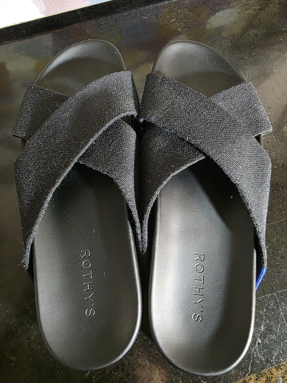 NWOT Rothy's Black Crossband Slide Sandals for Women - Picture 1 of 4